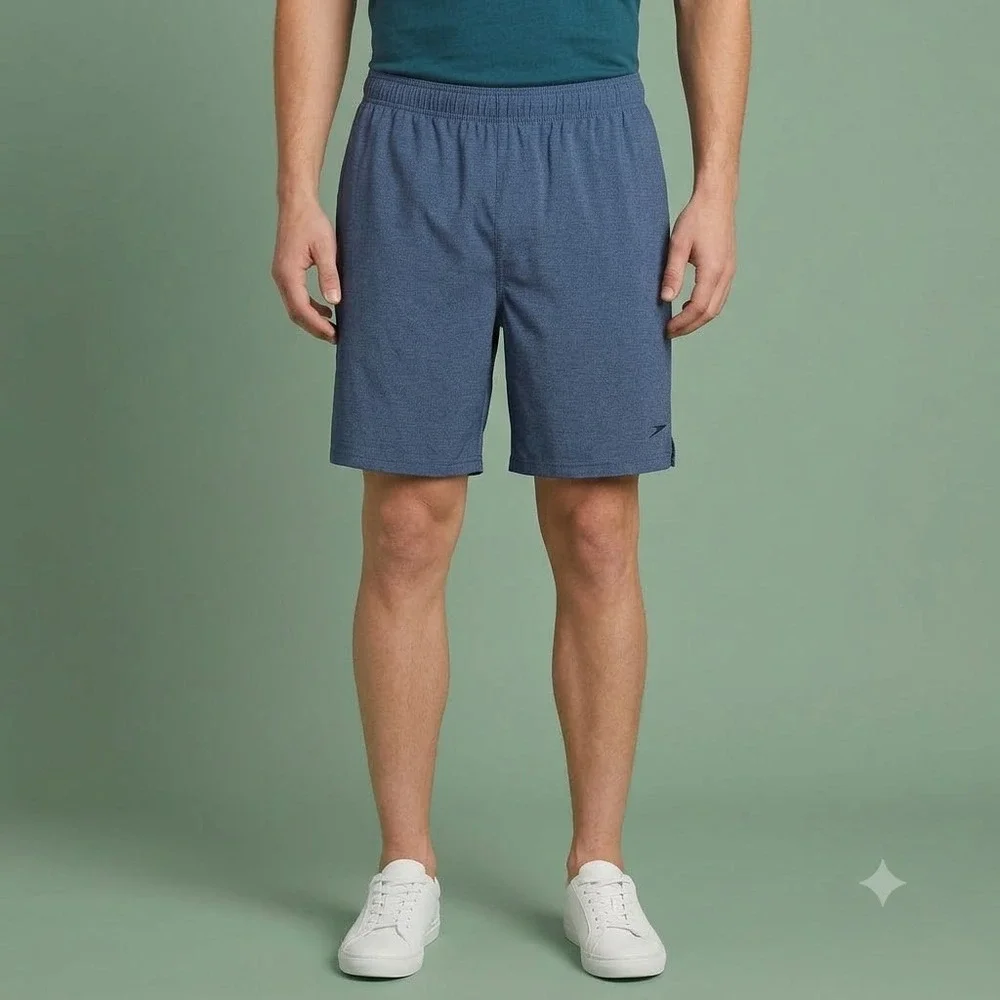 Speedo Swim Shorts Men's XL Blue Elastic Waist Zip Pocket